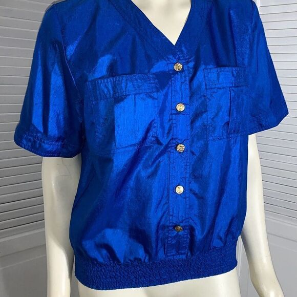 Vintage 80s Worthington Essentials Blouse with Shoulder Pads / Size 14M - Picture 10 of 11